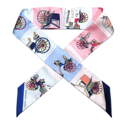 Hermes Silk Les Voitures Exquises Twilly Bleu Rose Vert 1 of 5