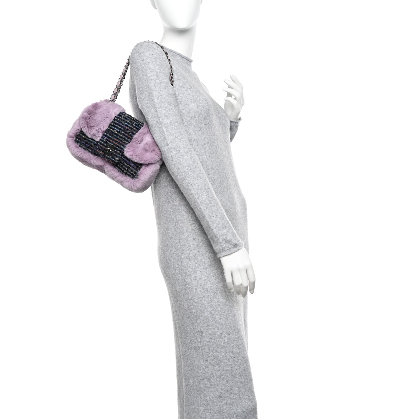 Rabbit Fur Tweed Small Fantasy Flap Lilac