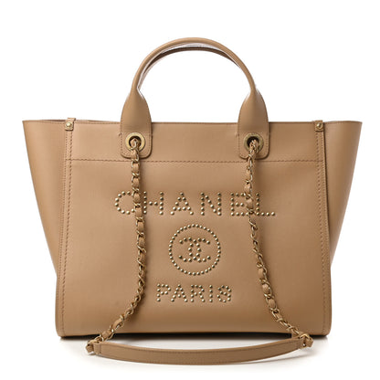 Chanel Caviar Small Studded Deauville Tote Beige 1 of 15