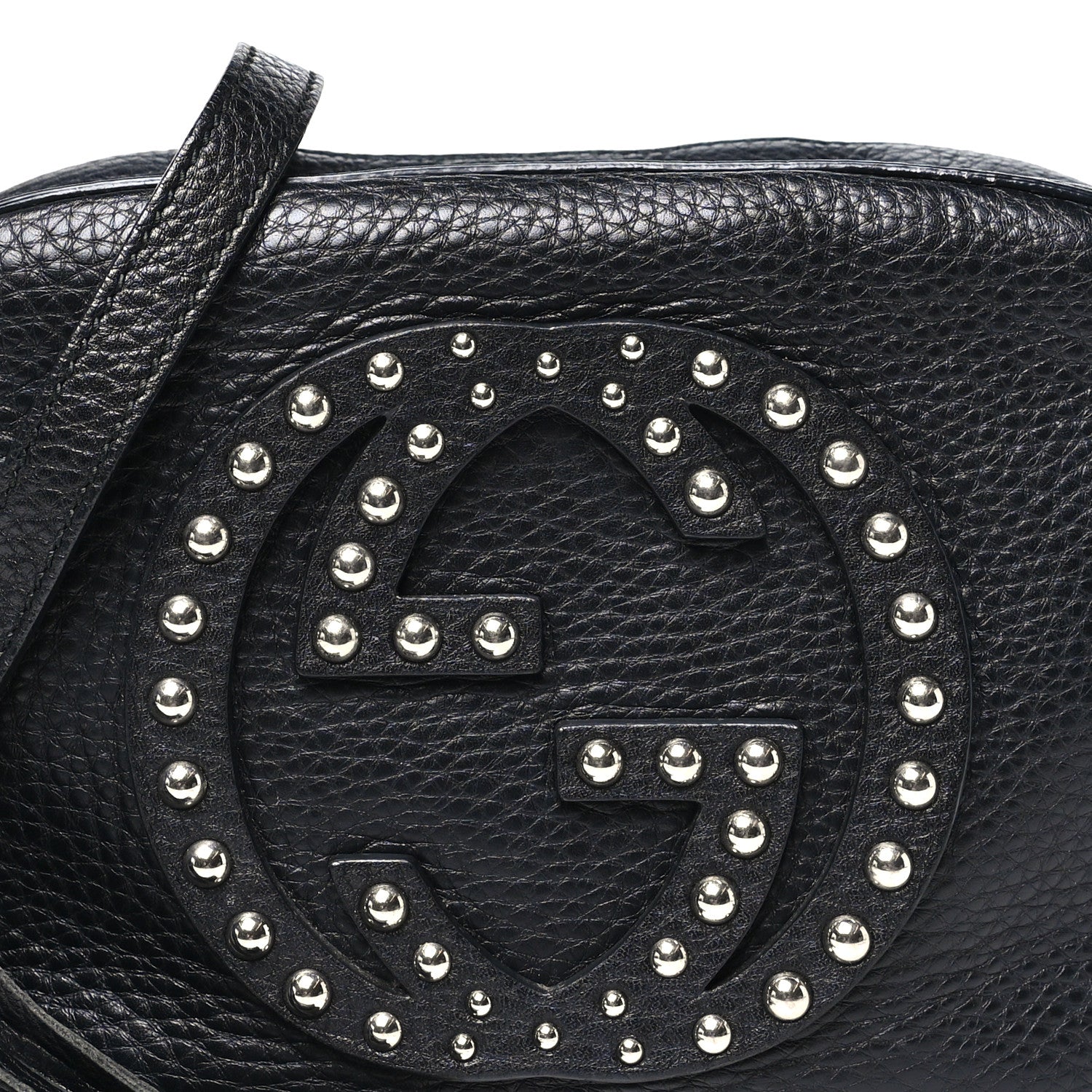 Gucci Pebbled Calfskin Studded Small Soho Disco Bag Black 7 of 10