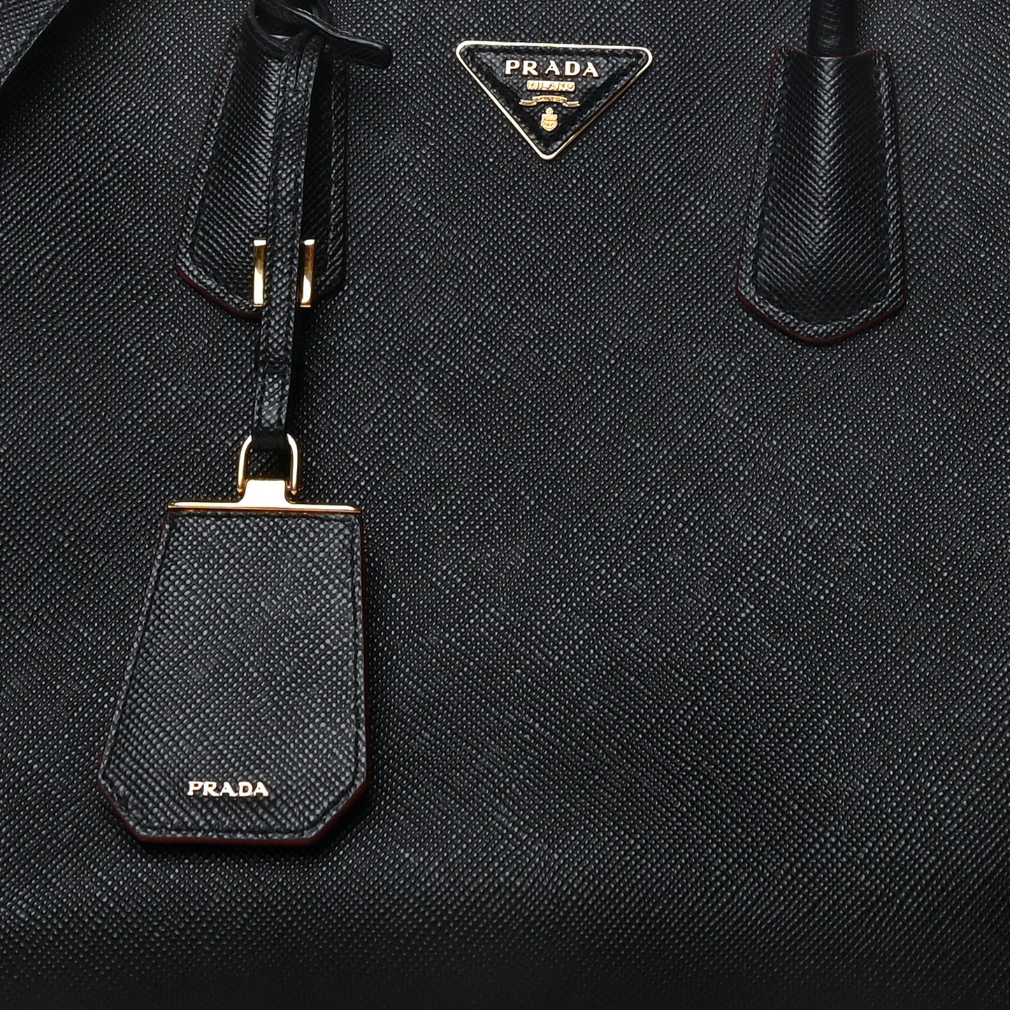 Saffiano Cuir Medium Double Bag Black Fuoco