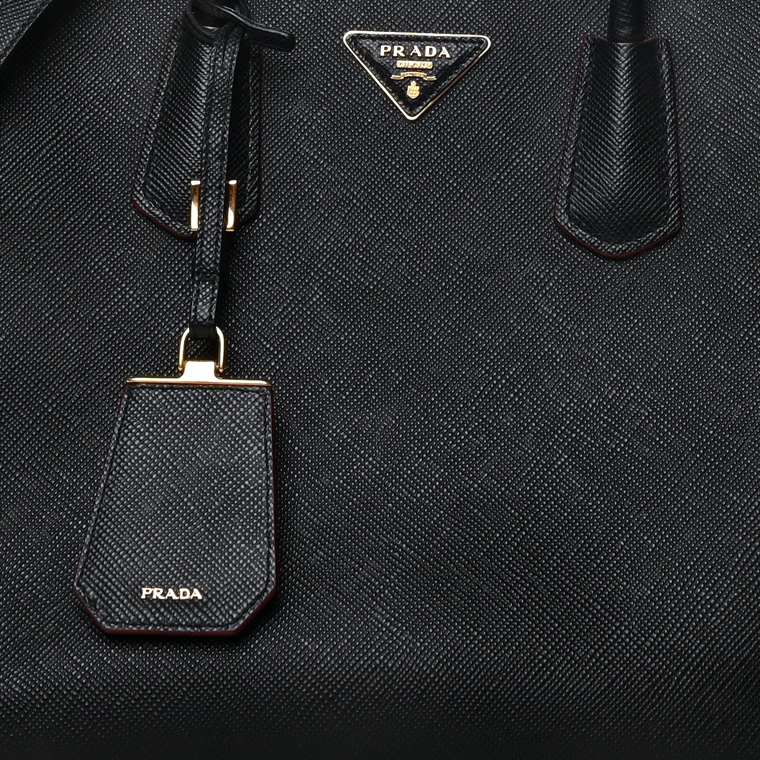 Prada Saffiano Cuir Medium Double Bag Black Fuoco 8 of 12