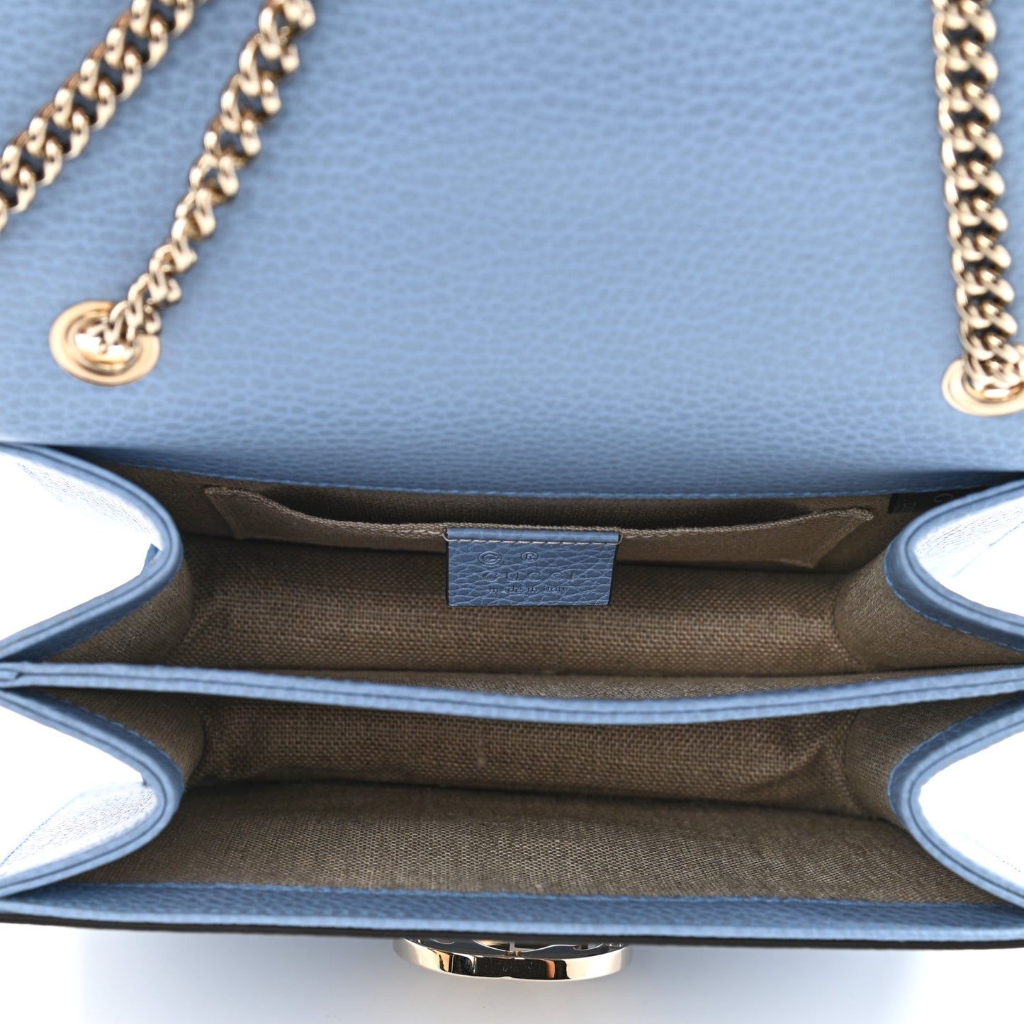 Dollar Calfskin Small Interlocking G Shoulder Bag Mineral Blue
