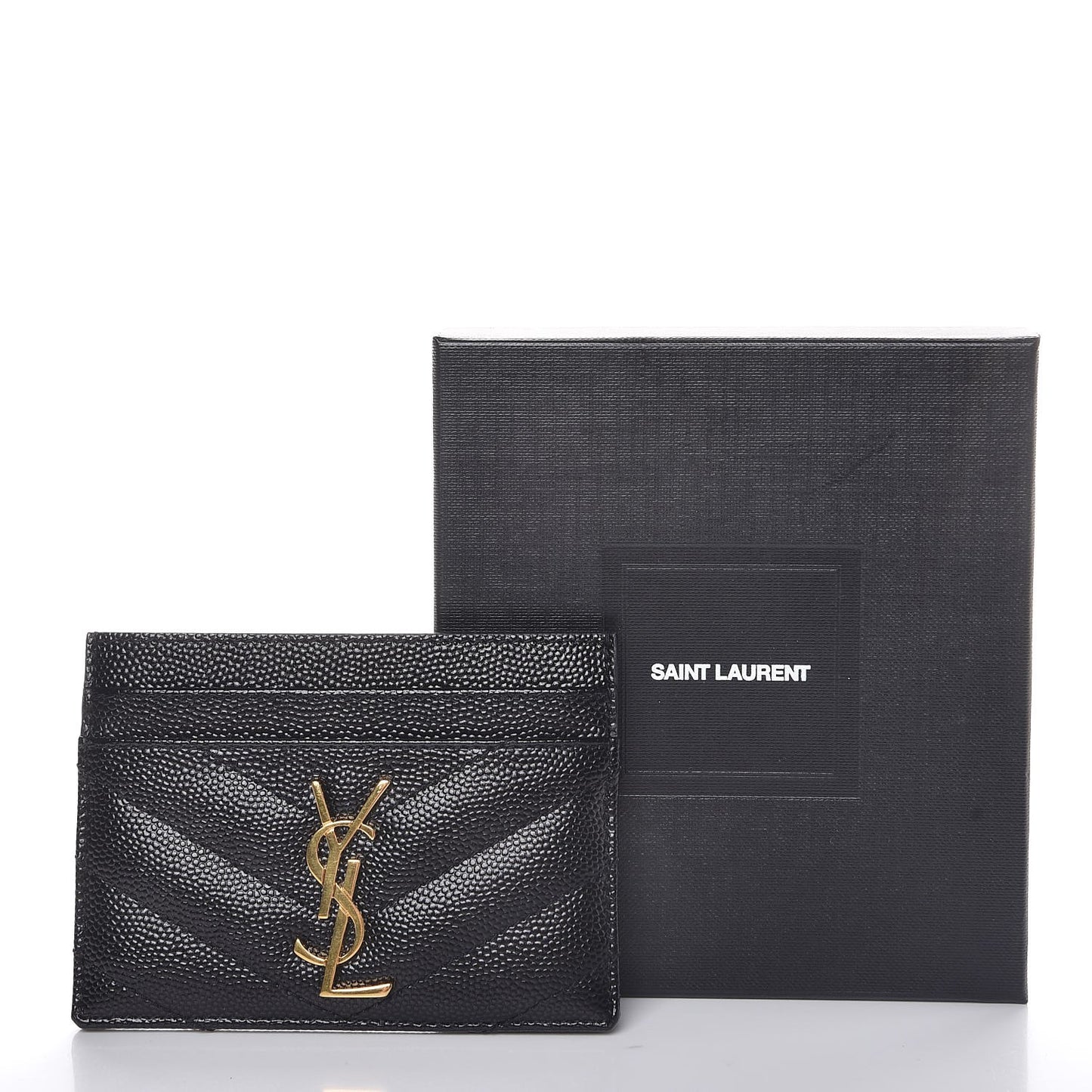 Grain De Poudre Matelasse Chevron Monogram Credit Card Case Black