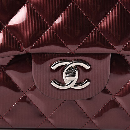 Chanel Striated Patent Quilted Jumbo Double Flap Burgundy 15 of 15