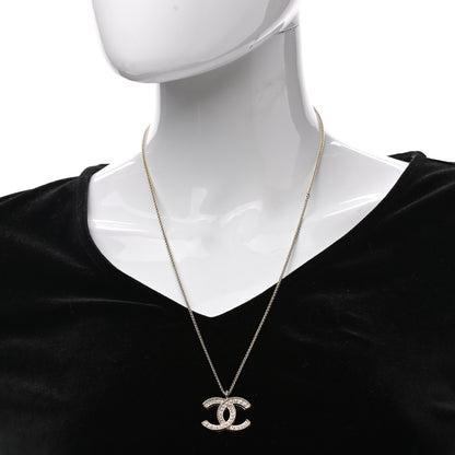 Chanel Crystal Pearl CC Pendant Necklace Gold 2 of 7
