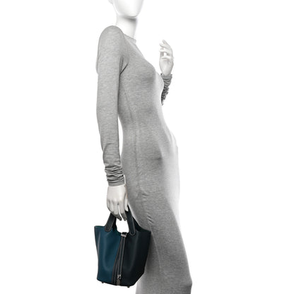 Hermes Taurillon Clemence Casaque Picotin Lock 18 PM Vert Bosphore Vert Cypress 2 of 10
