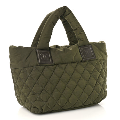 Chanel Nylon Quilted Small Coco Cocoon Tote Khaki 3 of 9