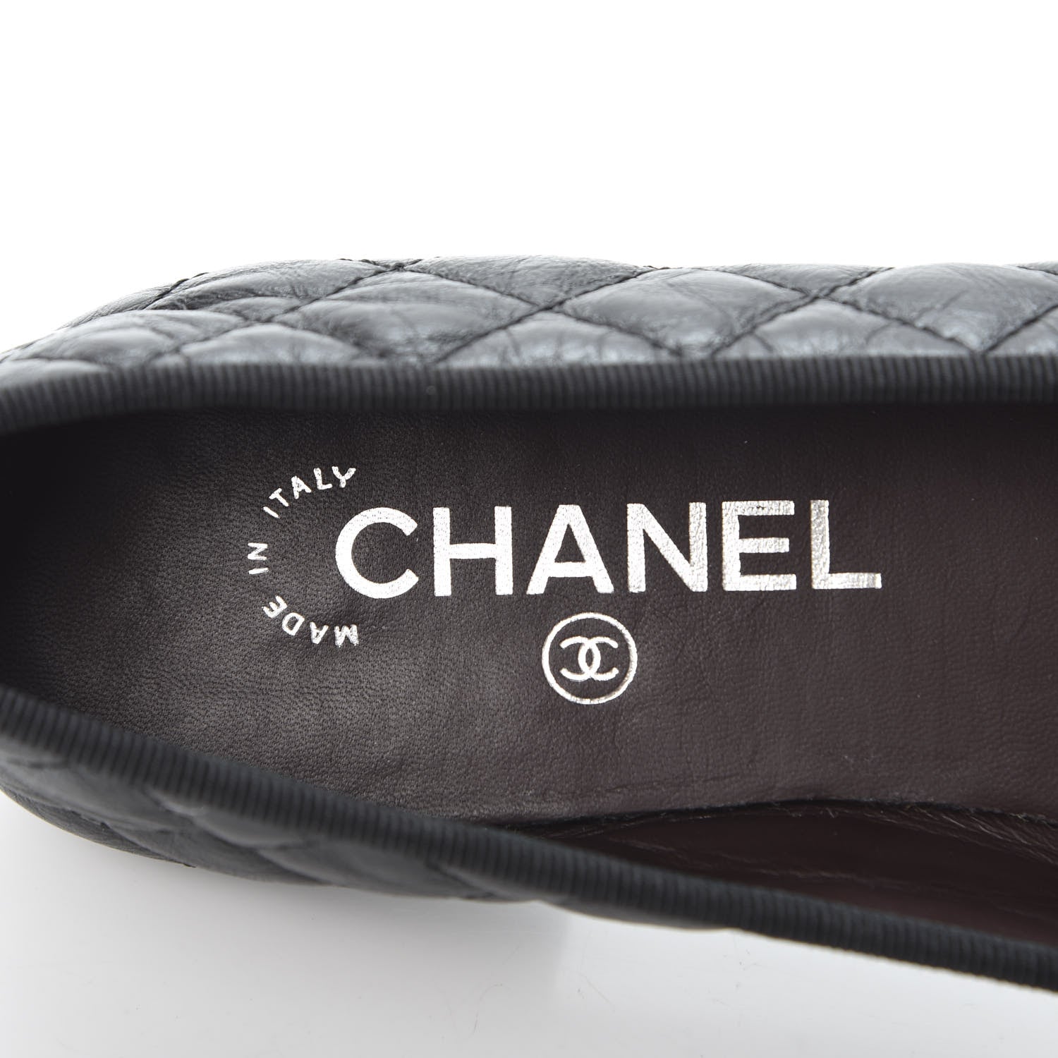 Chanel Aged Calfskin Quilted Cap Toe Ballerina Flats 38 Black 6 of 9