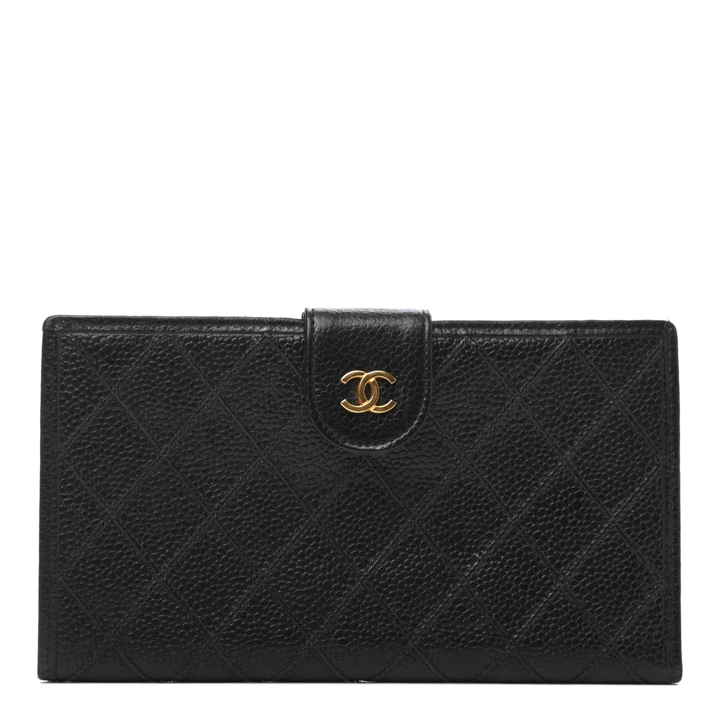 Caviar Stitched French Wallet Black