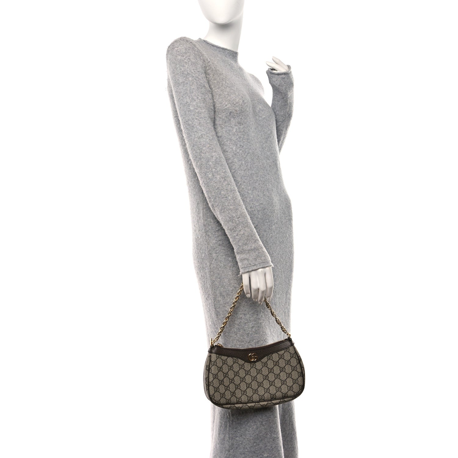 Gucci GG Supreme Monogram Textured Dollar Calfskin Web Small Ophidia GG Handbag Beige Ebony New Acero 2 of 10