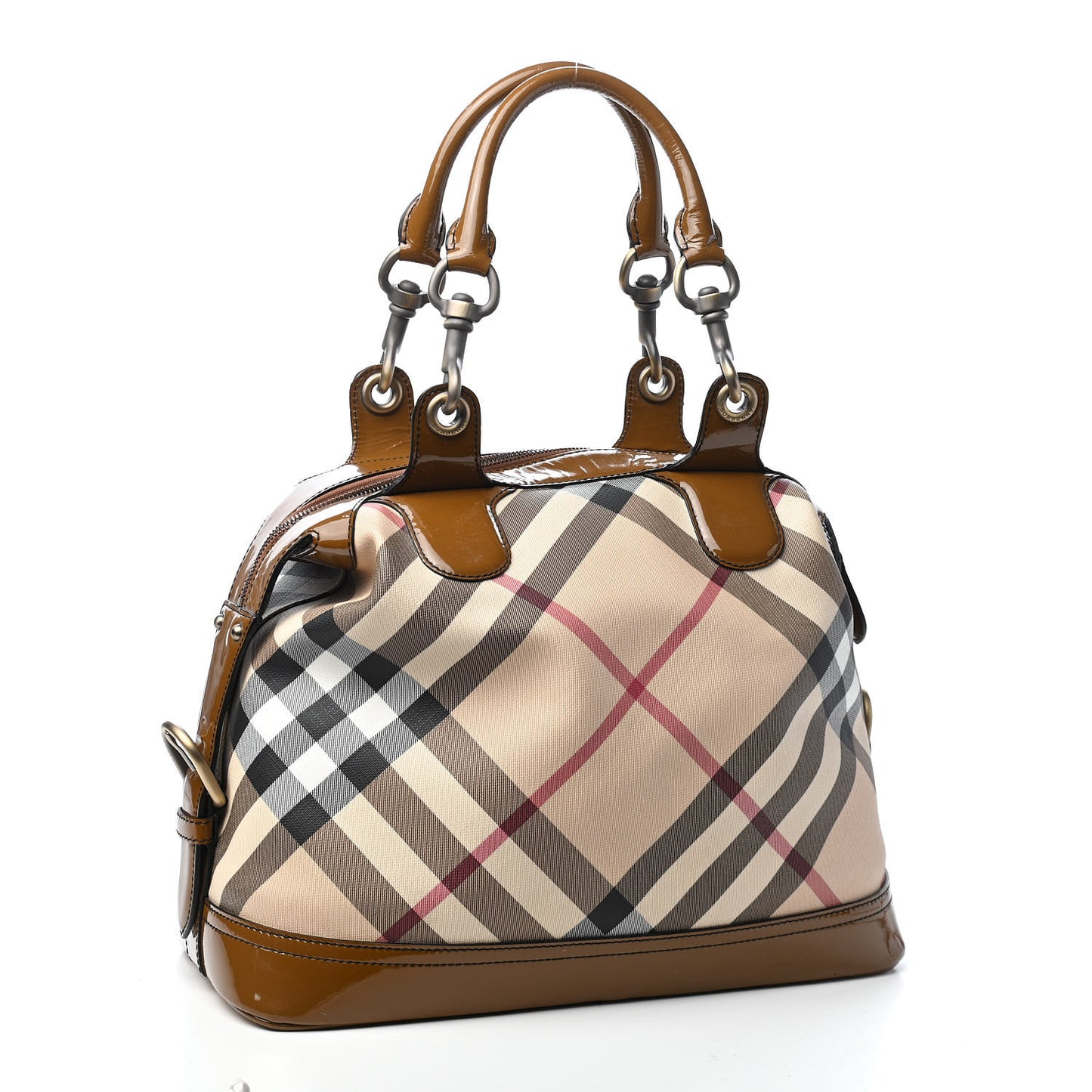 Patent Nova Check Satchel Brown