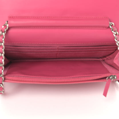 Chanel Patent Calfskin Quilted Wallet On Chain WOC Pink 5 of 11