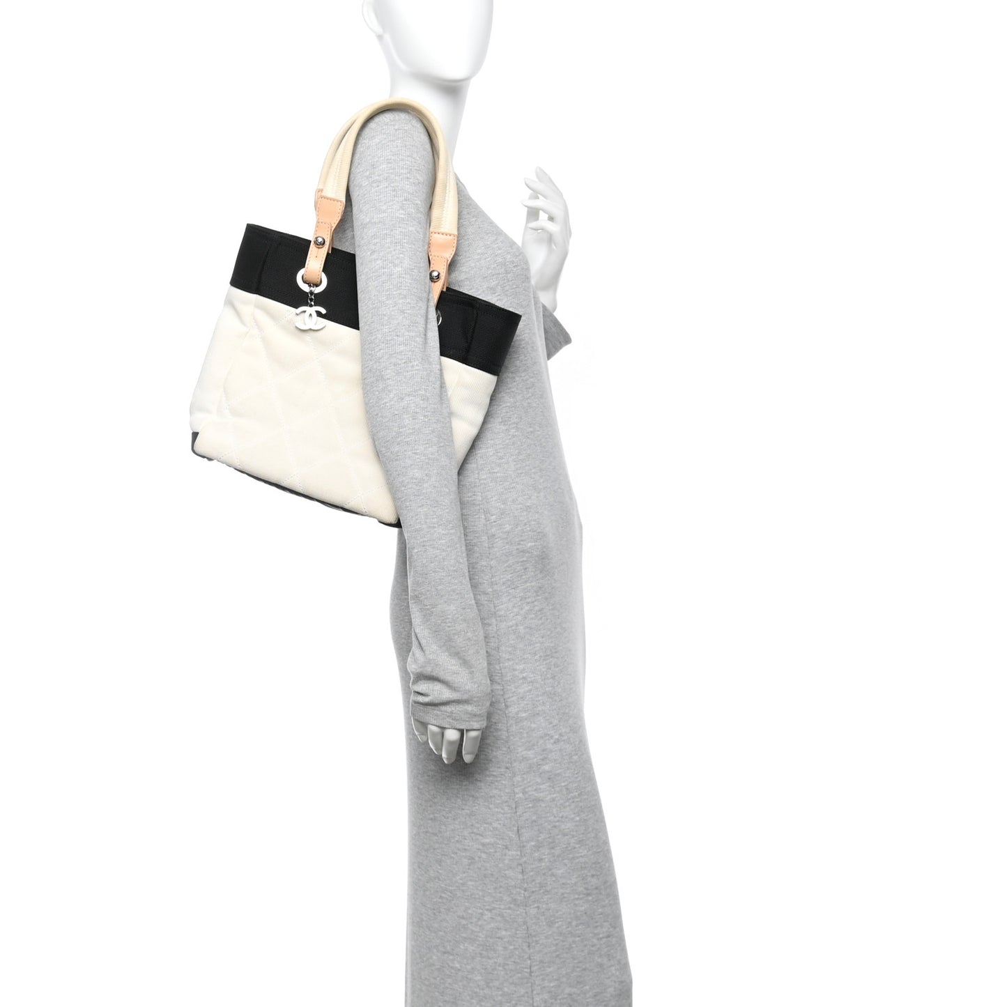 Canvas Paris Biarritz Small Tote White Black
