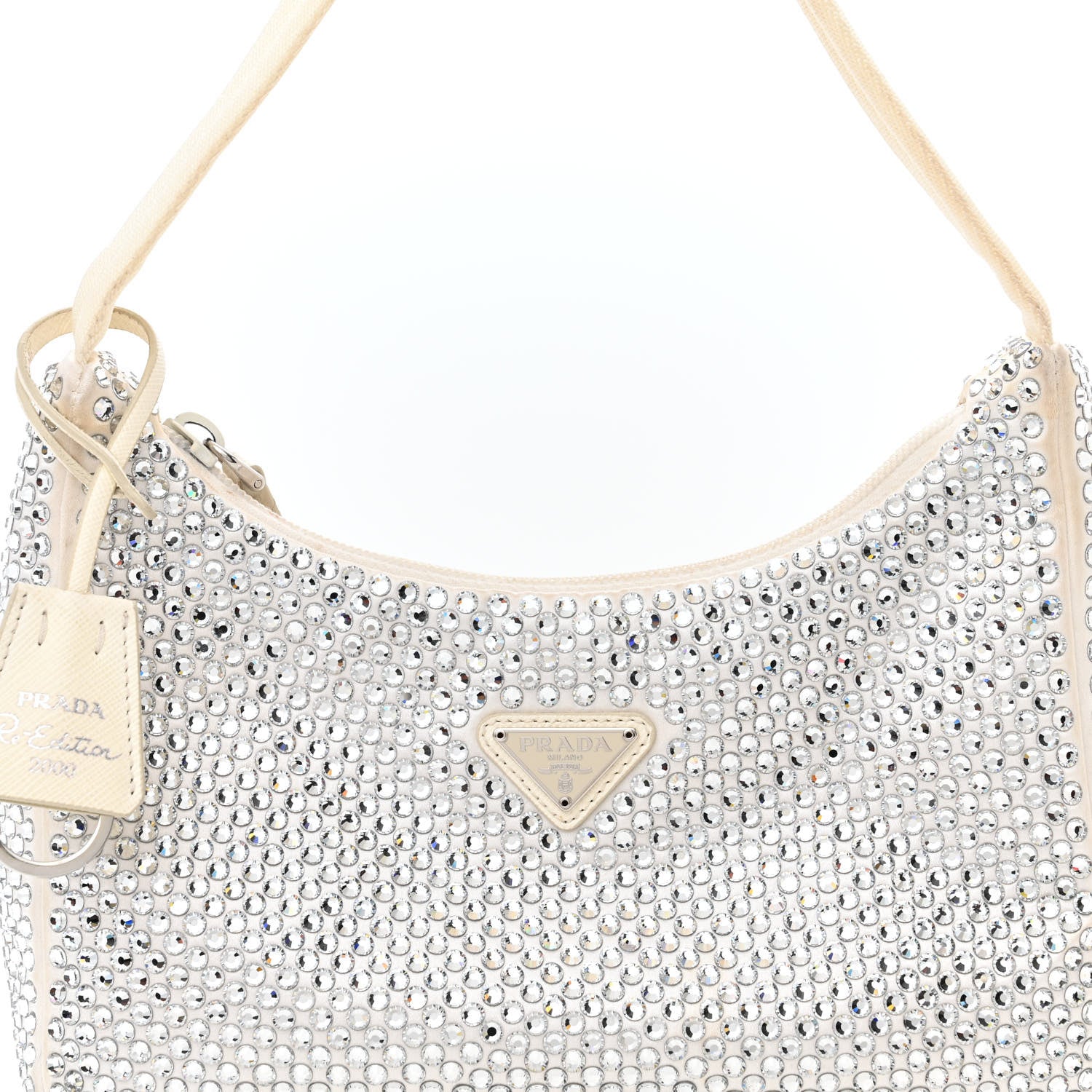 Prada Satin Crystal Mini Re-Edition 2000 Bag White 7 of 14