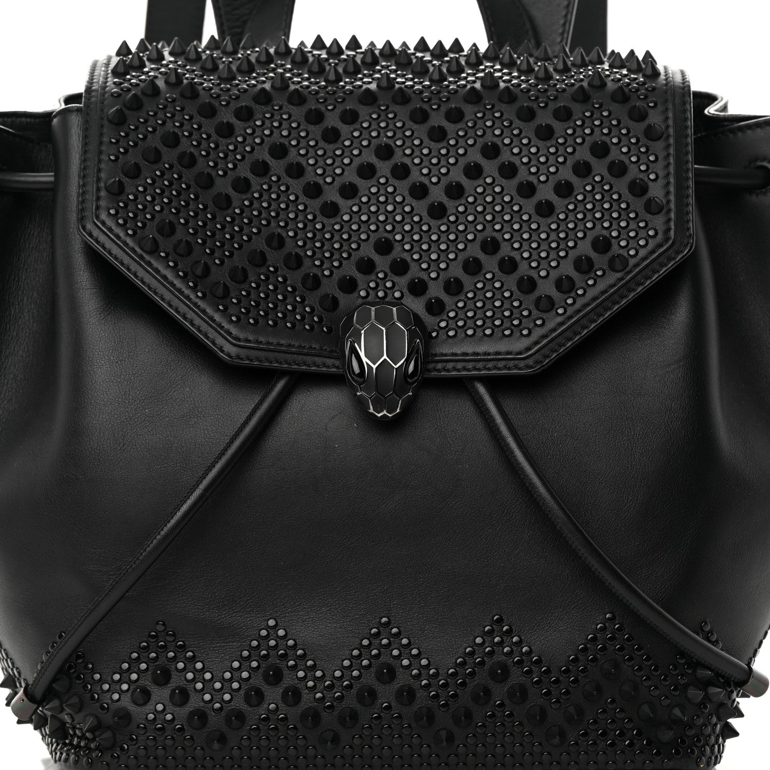 Bulgari X NICHOLAS KIRKWOOD Calfskin Studded Serpenti Forever Backpack Black 8 of 26