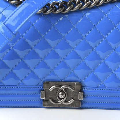 Chanel Patent Calfskin Quilted Medium Boy Flap Blue 11 of 11