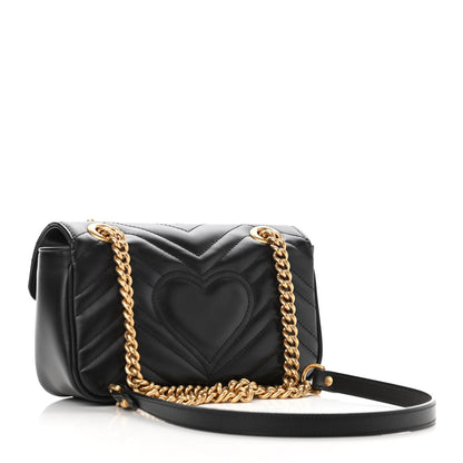 Gucci Calfskin Matelasse Mini GG Marmont Shoulder Bag Black 3 of 12