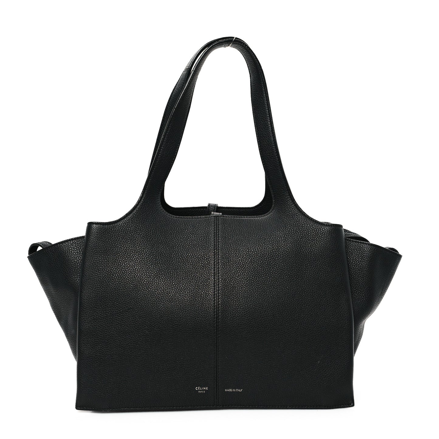 Baby Grained Calfskin Medium Tri-Fold Bag Black