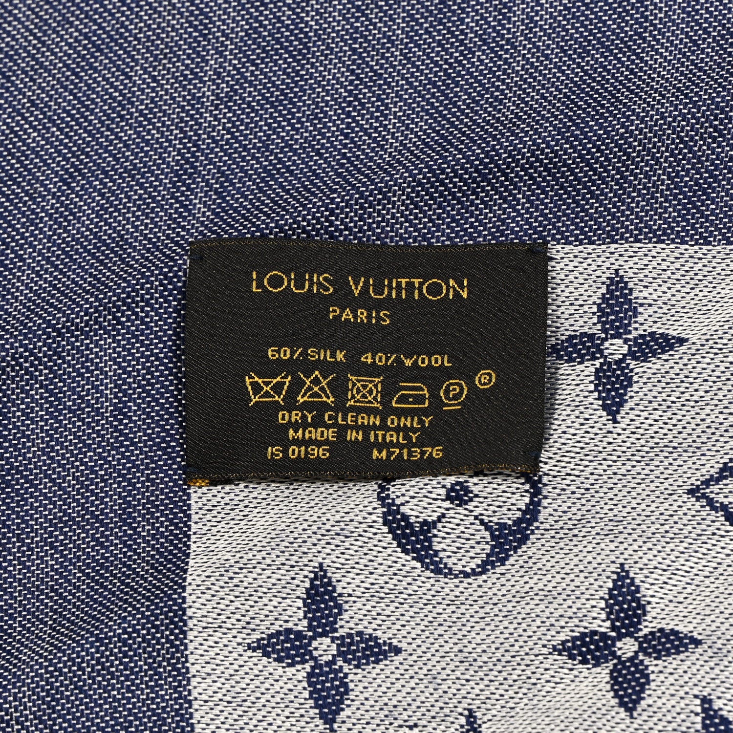 Louis Vuitton Silk Wool Monogram Denim Shawl Blue Clair 3 of 7