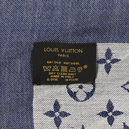 Louis Vuitton Silk Wool Monogram Denim Shawl Blue Clair 3 of 7