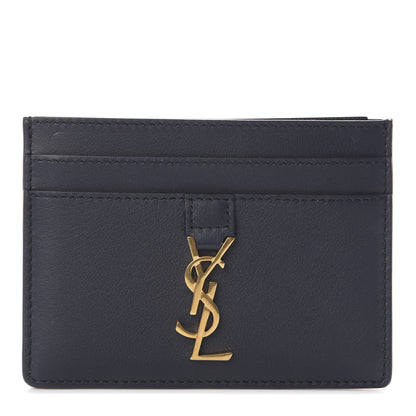 Saint Laurent Calfskin Monogram Credit Card Case Deep Marine 1 of 5