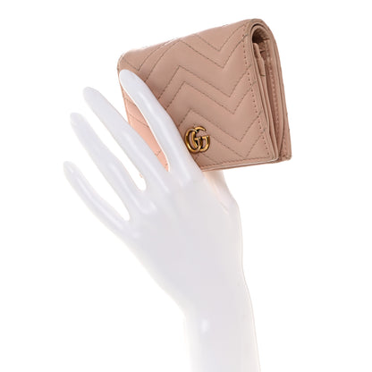 Gucci Calfskin Matelasse GG Marmont Card Case Wallet Perfect Pink 2 of 9