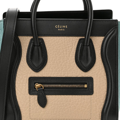 Celine Drummed Calfskin Nano Tri-Color Luggage Antarctic 7 of 15