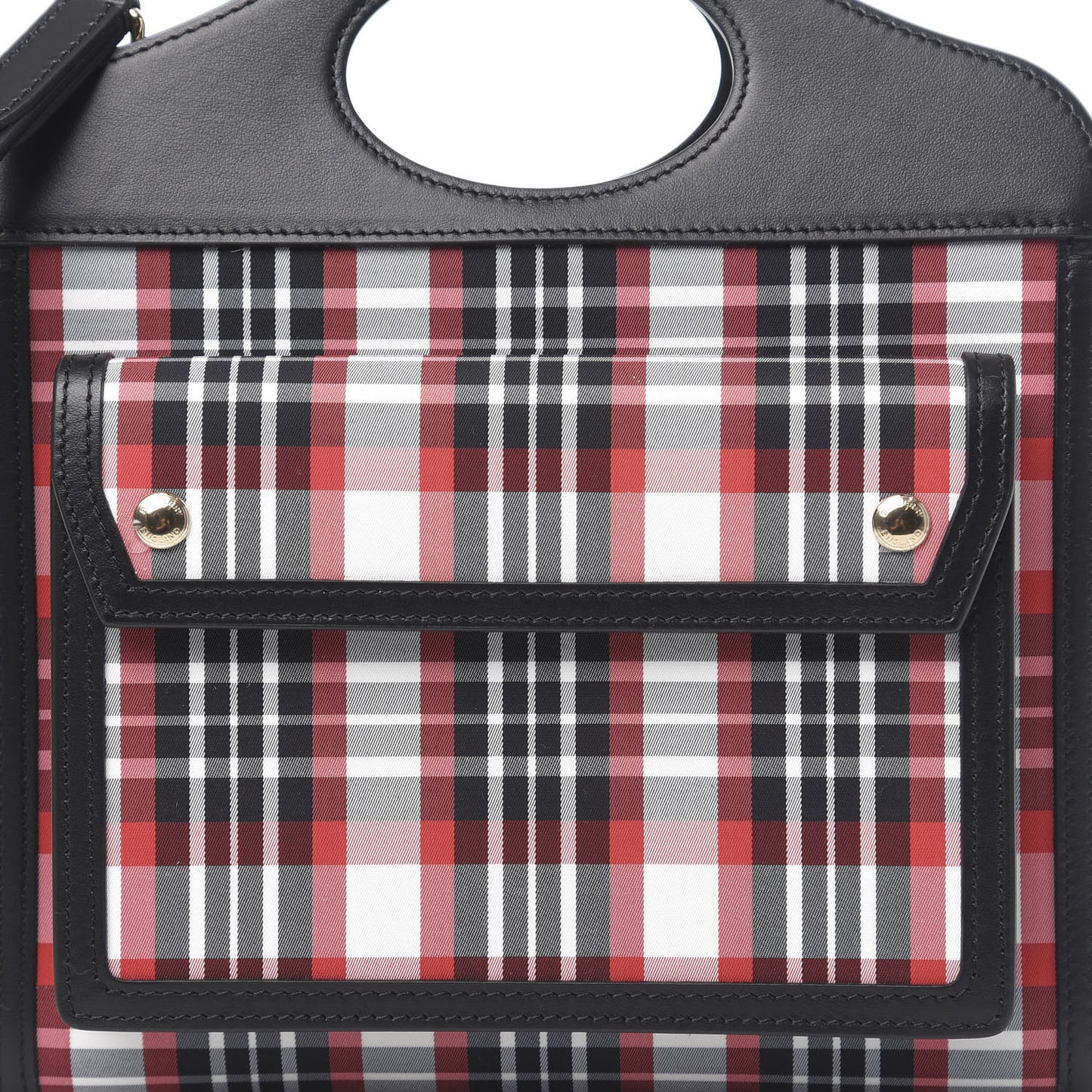 Calfskin Nylon Tartan Mini Pocket Bag Bright Red
