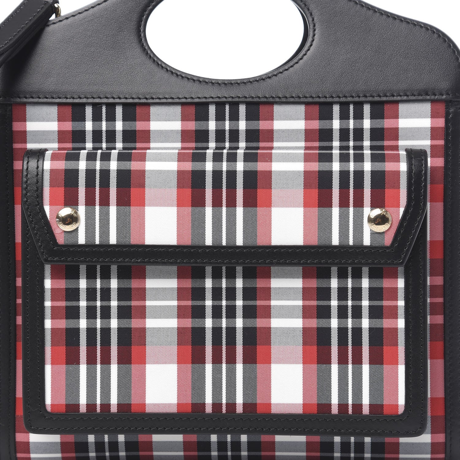 Burberry Calfskin Nylon Tartan Mini Pocket Bag Bright Red 9 of 9