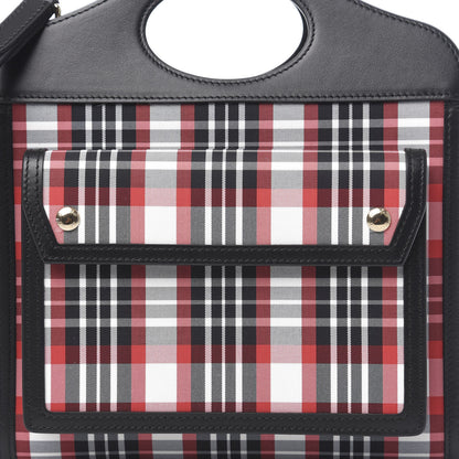 Burberry Calfskin Nylon Tartan Mini Pocket Bag Bright Red 8 of 8