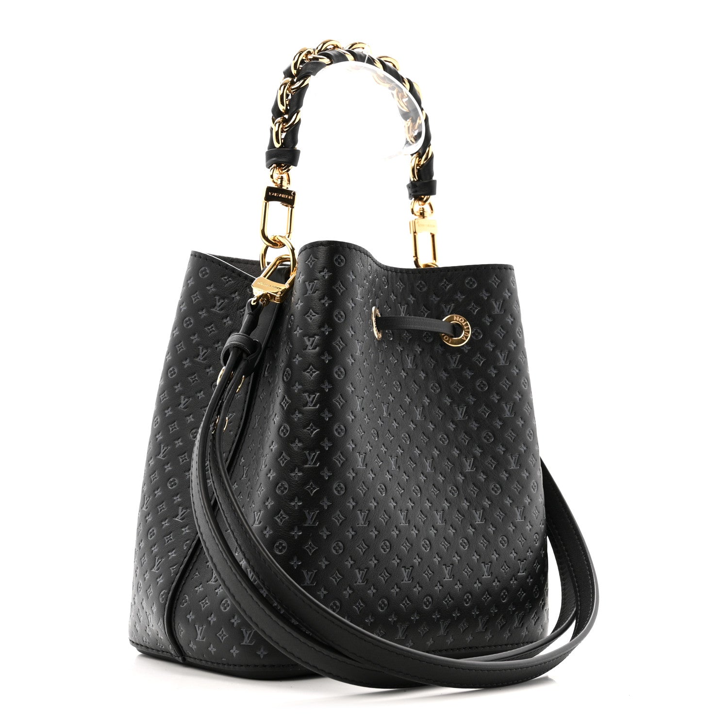 Louis Vuitton Calfskin Nanogram Embossed Neonoe BB Black 3 of 14
