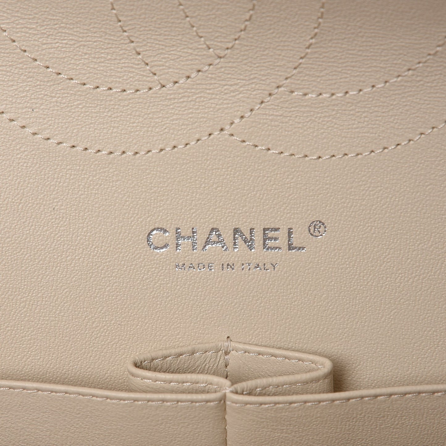 Caviar Quilted Jumbo Double Flap Light Beige