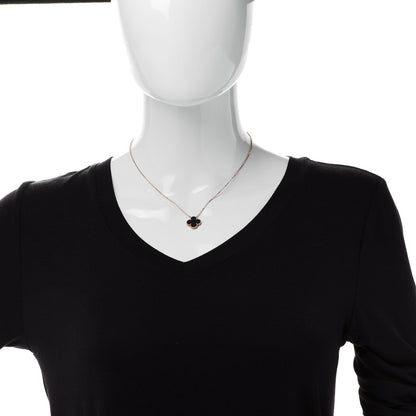 Van Cleef & Arpels 18K Yellow Gold Black Onyx Vintage Alhambra Pendant Necklace 2 of 5