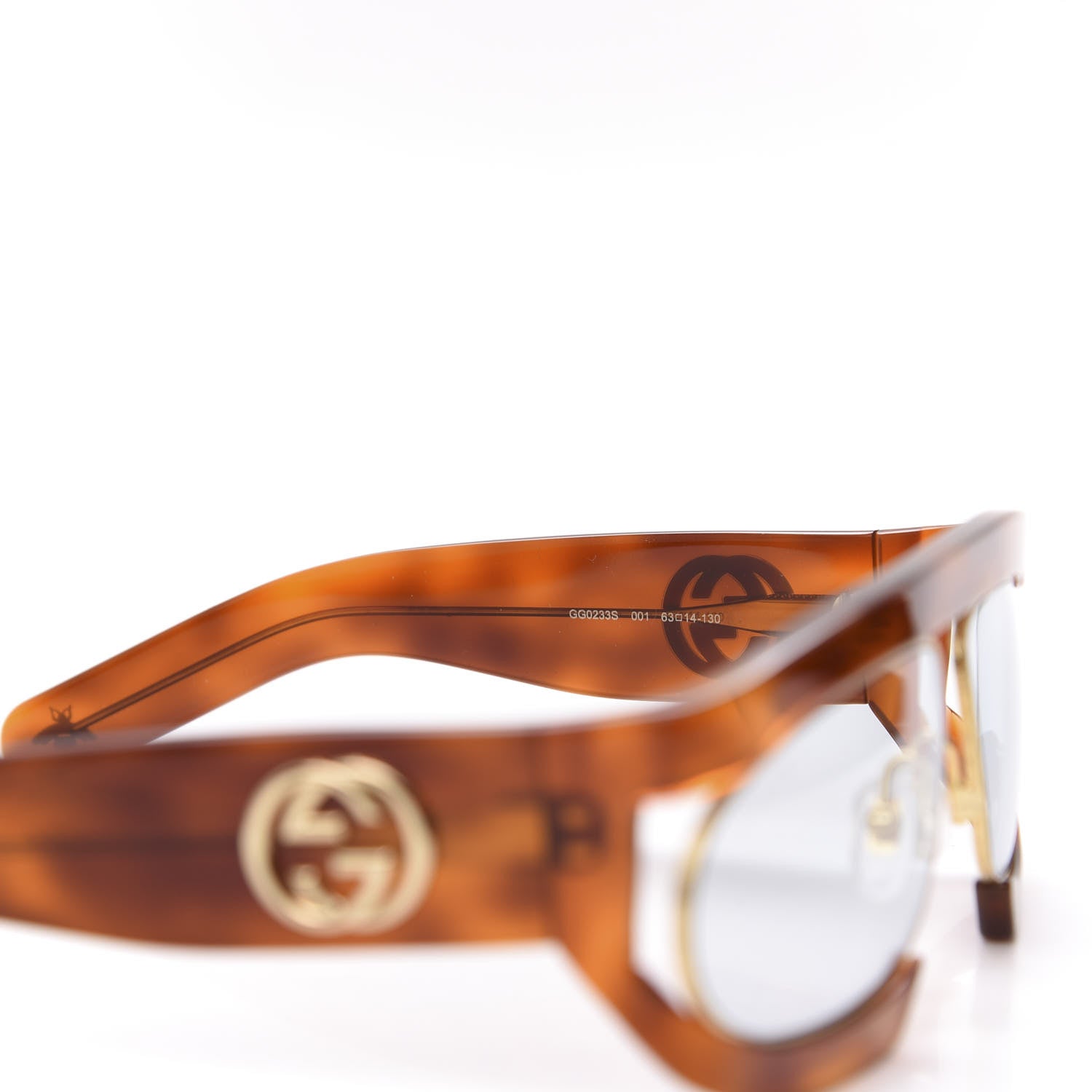 Gucci Oval Sunglasses GG0233S Tortoiseshell Gold 7 of 8