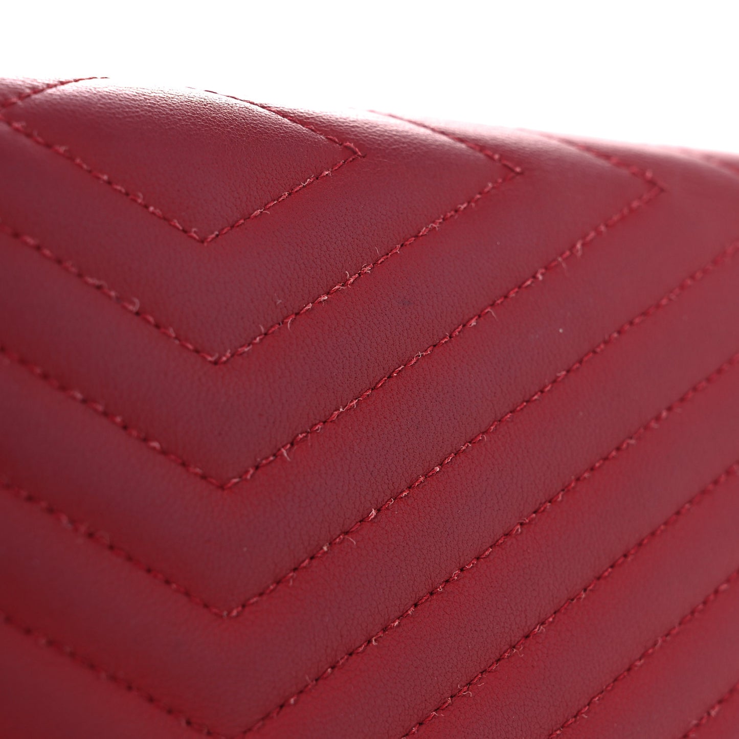 Calfskin Chevron Quilted Small Envelope Clutch Red