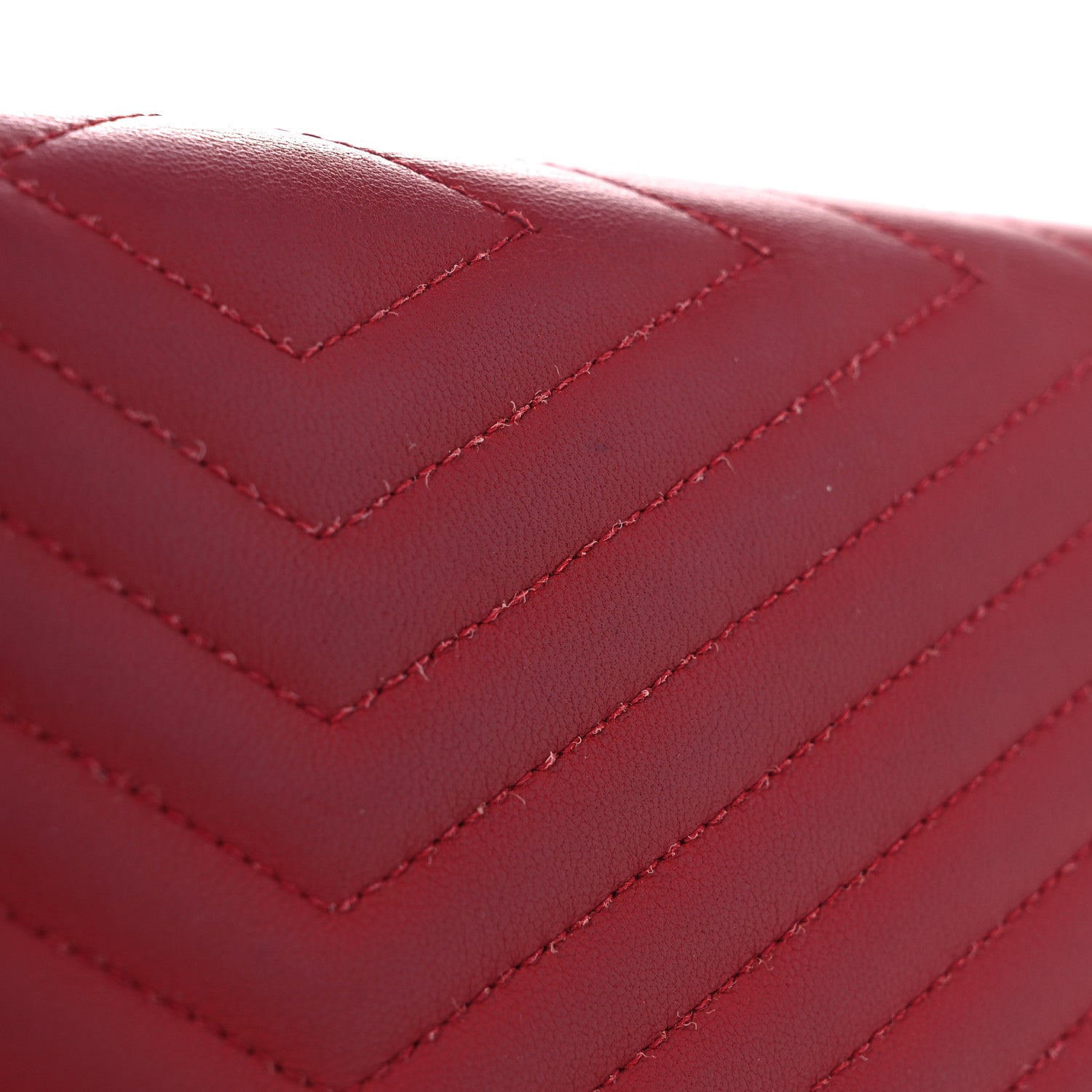 Chanel Calfskin Chevron Quilted Small Envelope Clutch Red 12 of 12