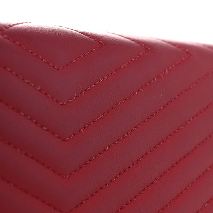 Chanel Calfskin Chevron Quilted Small Envelope Clutch Red 12 of 12