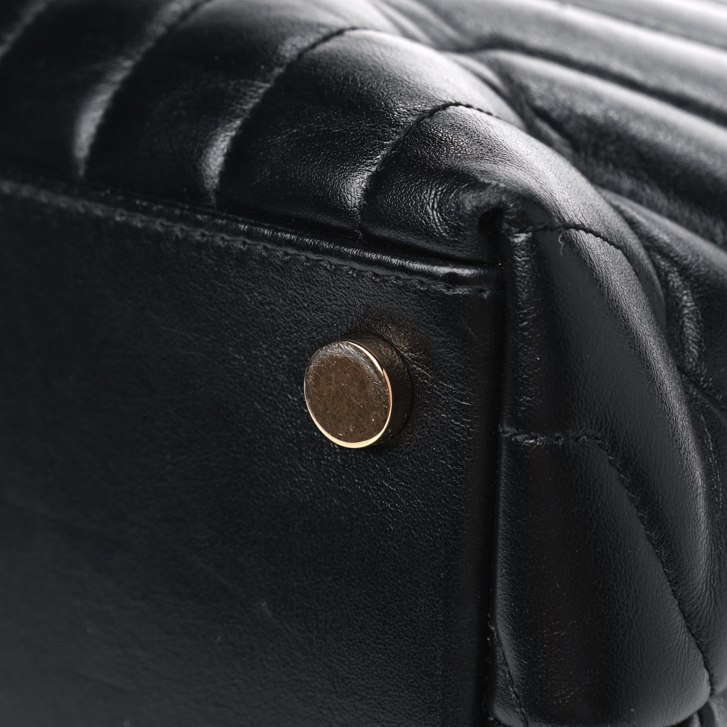 Calfskin Y Quilted Monogram Large Loulou Chain Satchel Black