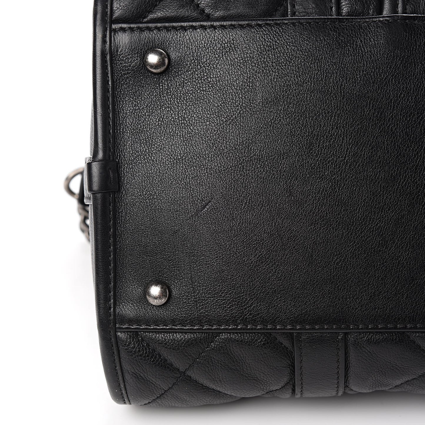 Calfskin Quilted Small Casual Riviera Bowling Bag Black