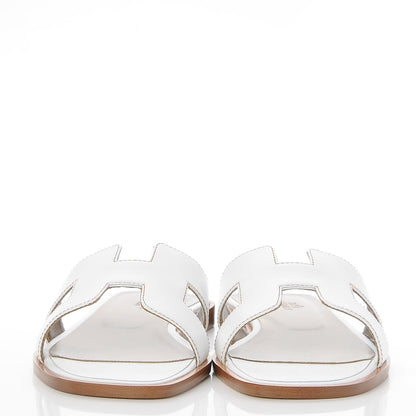 Hermes Box Calfskin Oran Sandals 38 White 2 of 8