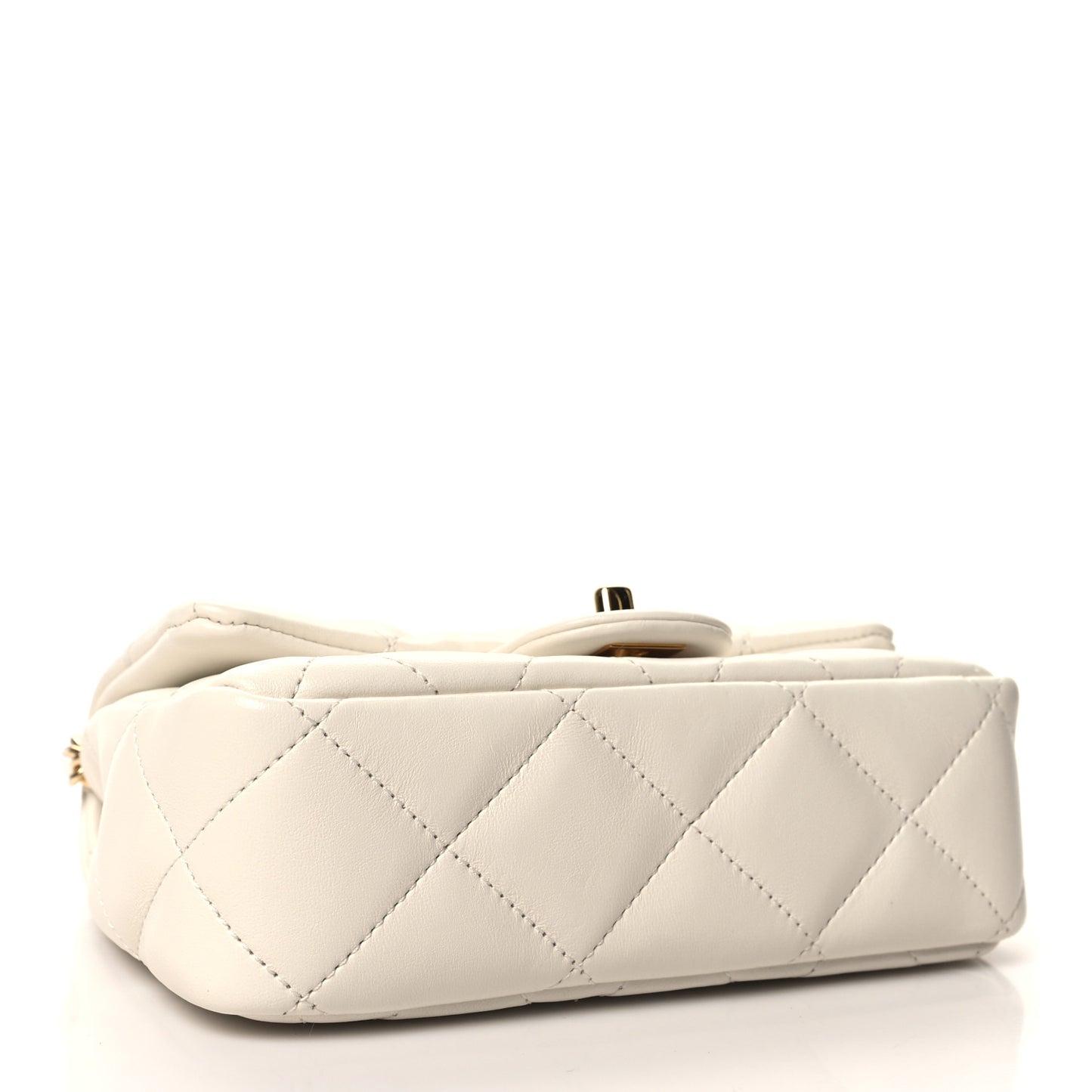 Lambskin Resin Quilted Top Handle Flap White