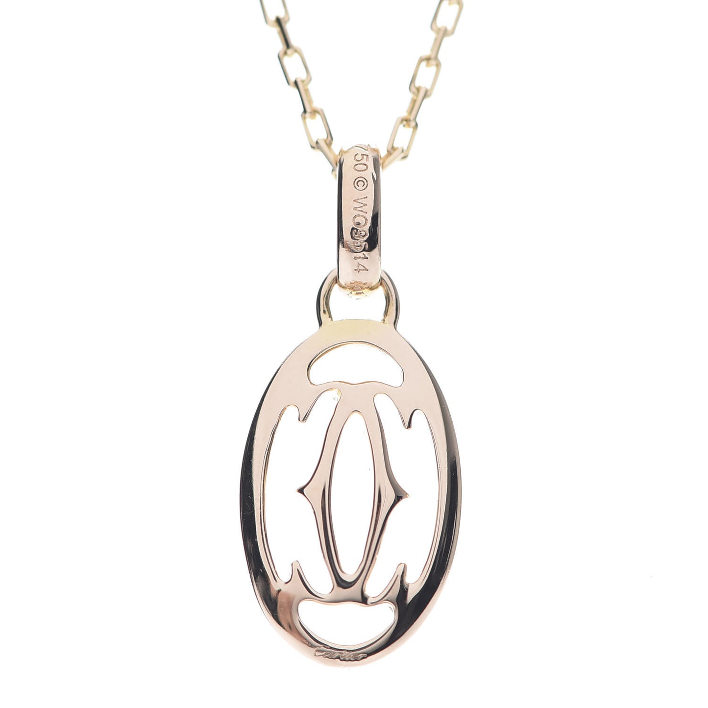 18K Pink Gold Diamond Logo Pendant Necklace