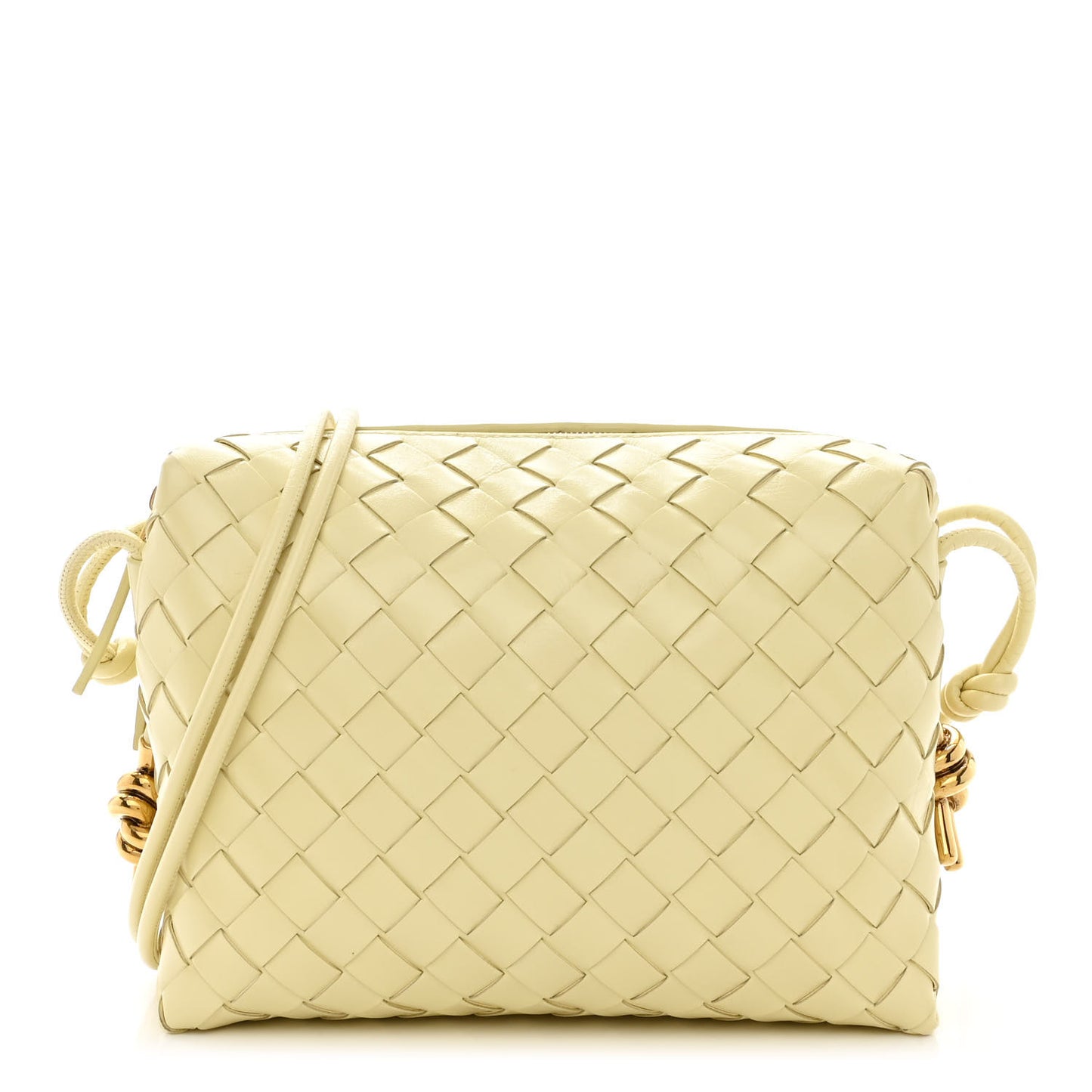 Nappa Intrecciato Metallic Knot Small Loop Crossbody Bag Ice Cream