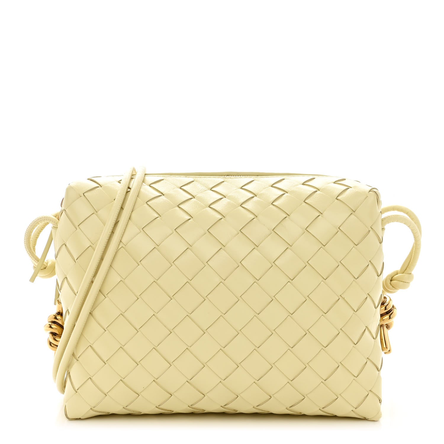 Bottega Veneta Nappa Intrecciato Metallic Knot Small Loop Crossbody Bag Ice Cream 1 of 9