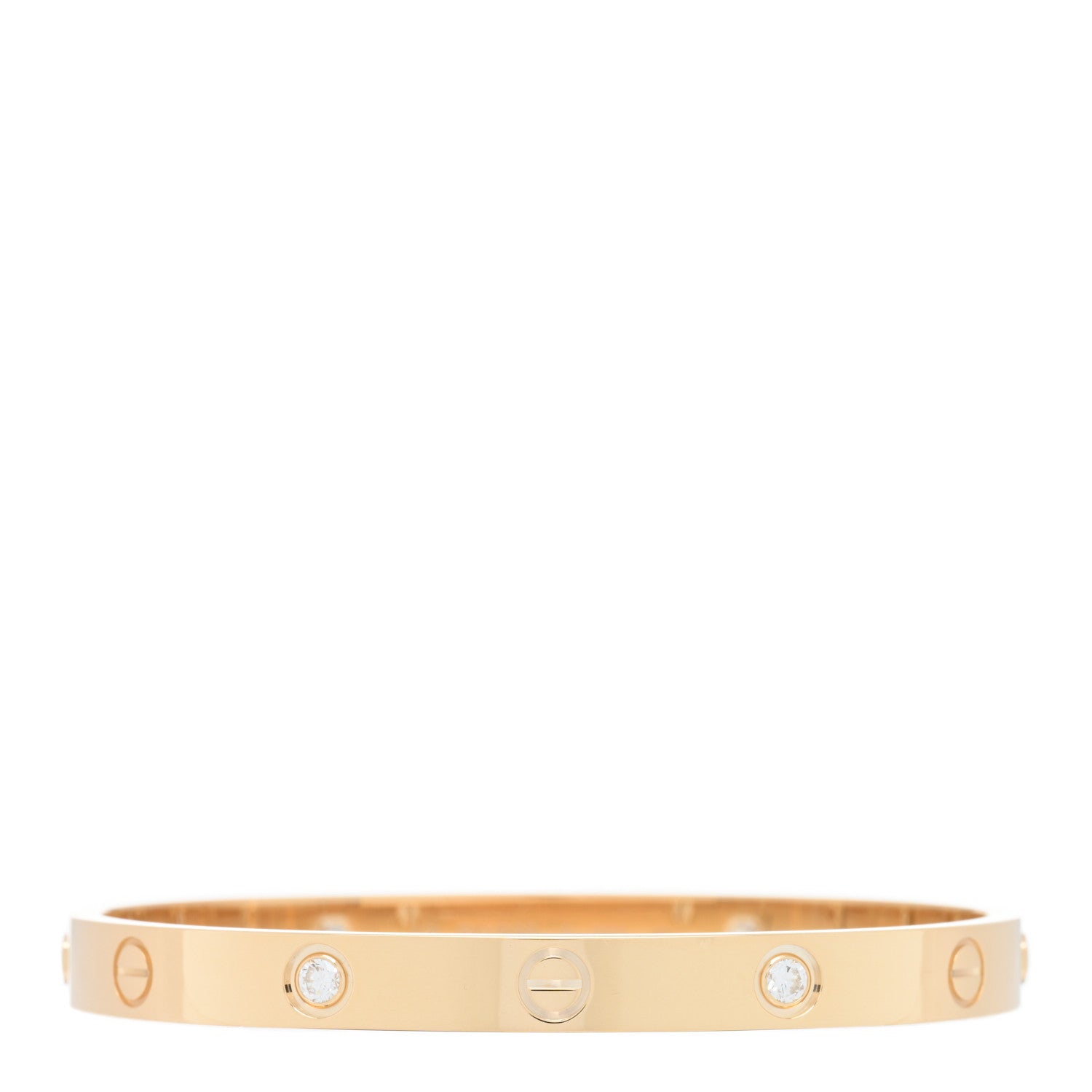 Cartier 18K Yellow Gold 4 Diamond LOVE Bracelet 17 1 of 3
