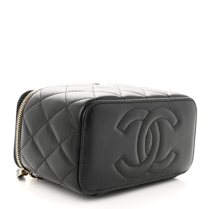 Chanel Lambskin Quilted Small Top Handle Vanity Case With Chain Black 4 of 11