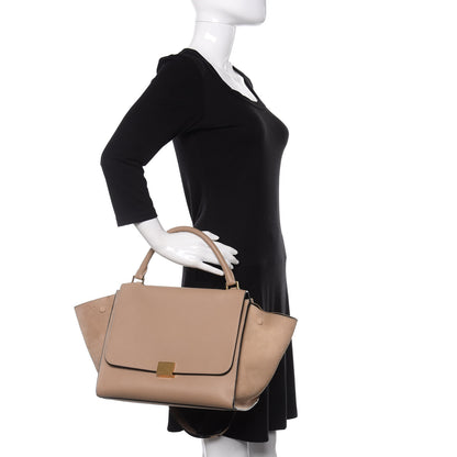 Celine Smooth Calfskin Suede Medium Trapeze Sahara 3 of 13