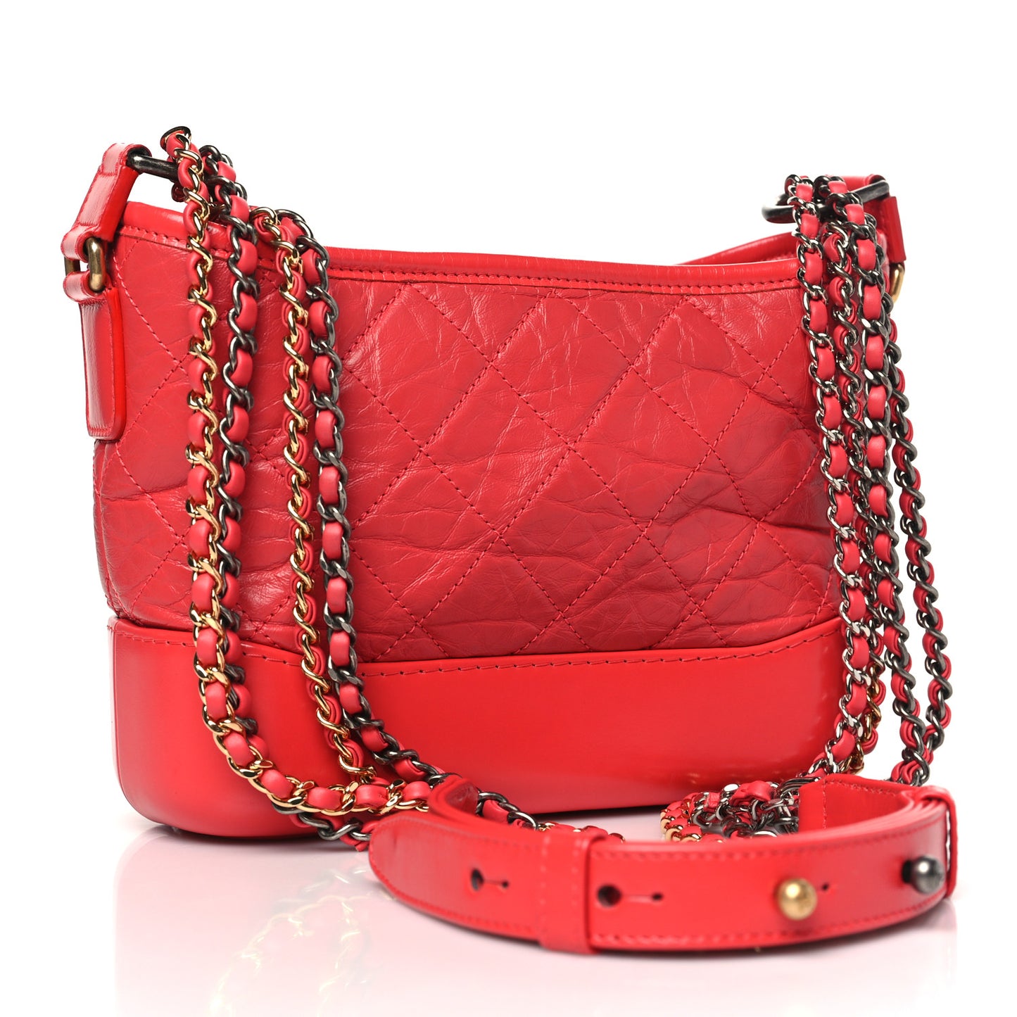 Aged Calfskin Quilted Small Gabrielle Hobo Red