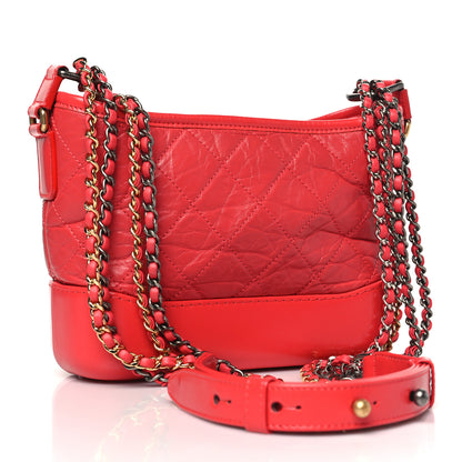 Chanel Aged Calfskin Quilted Small Gabrielle Hobo Red 3 of 10